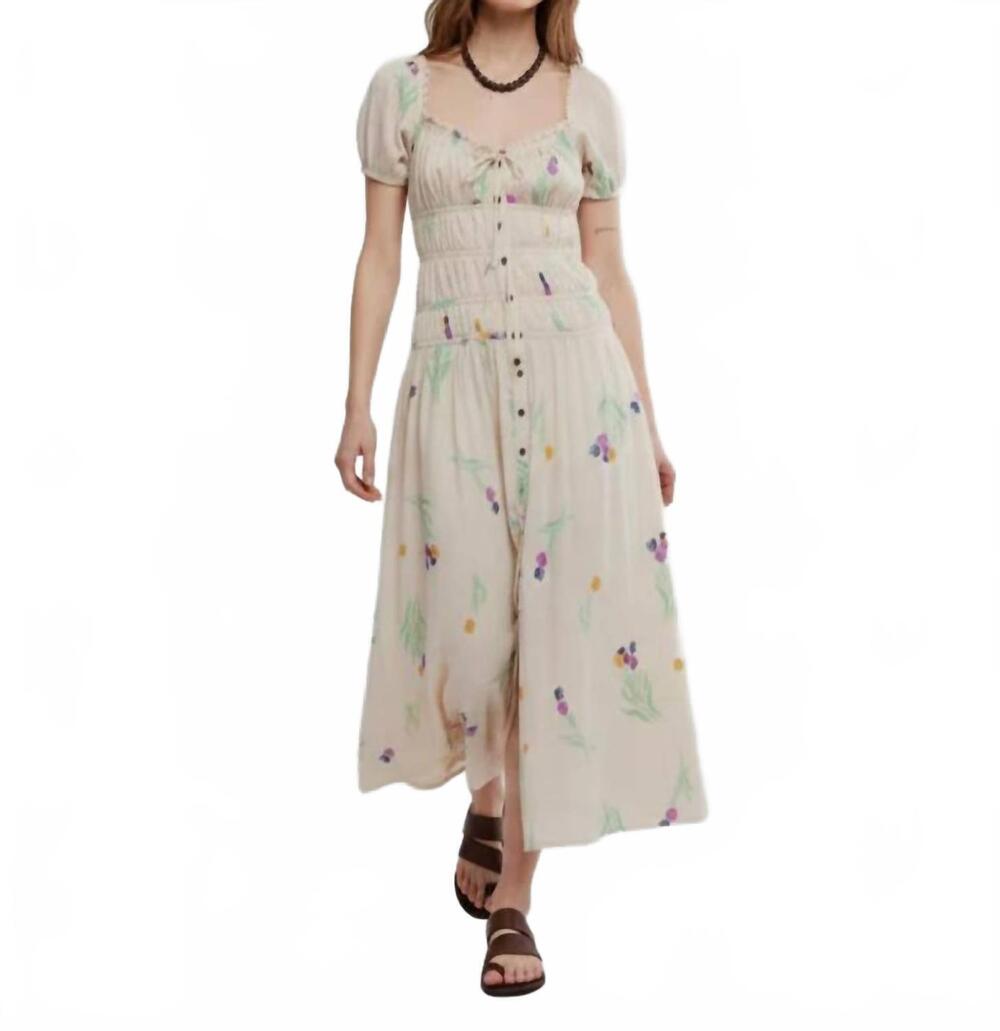 NEW FREE PEOPLE complete me midi dress in tea combo